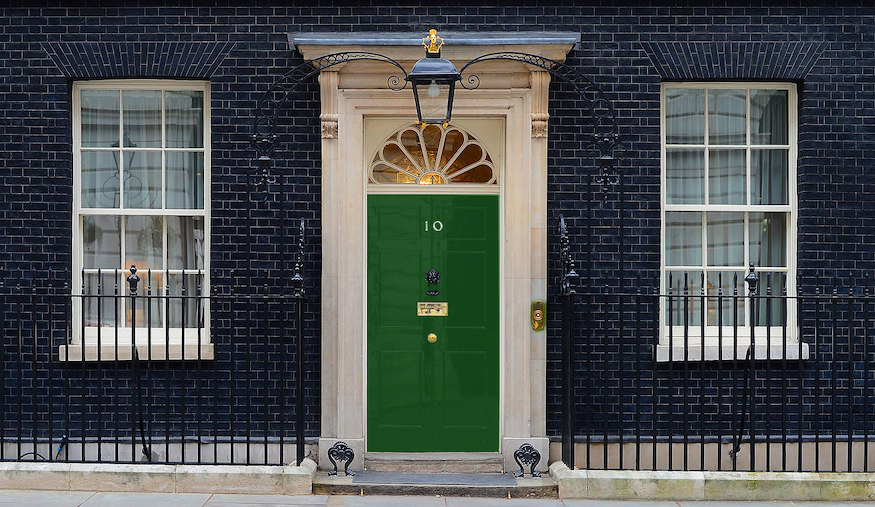 10 Downing Street with a green door