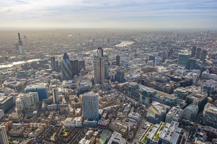 Shot of the City looking distinctly under built - The Shard only partially constructed in the background