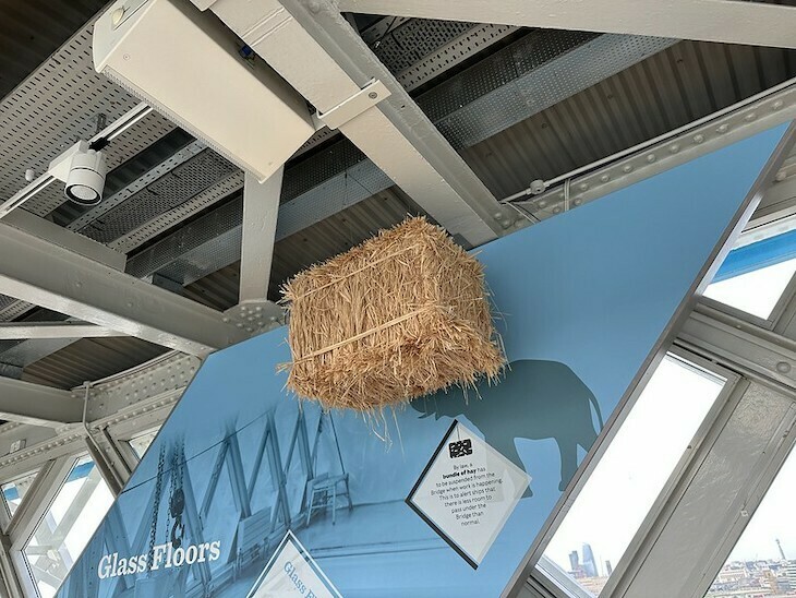 A bale of straw inside Tower Bridge