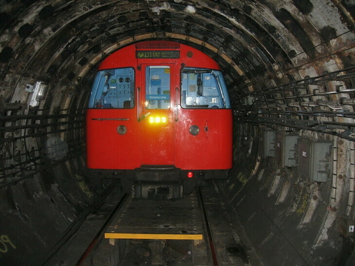 tube train in a tunnel