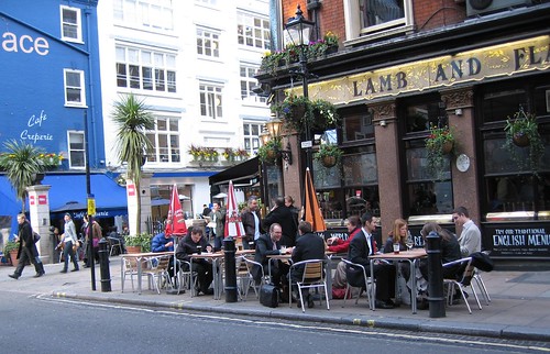 Londoners drinking on the street