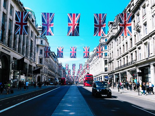 Royal Wedding Union flags on Regent Street, London
