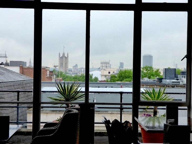 Hot desk spots in central London: A terrace view, including part of the Houses of Parliament