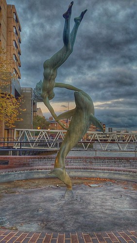 Girl with a Dolphin  Tower Bridge  London,  UK